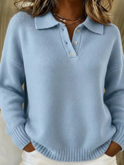 Button Detail Drop-Shoulder Sweater - Plus Size