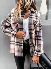 Plaid Button-Down Long-Sleeve Shacket