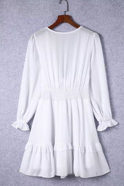 Tie-Front Ruffle Mini Dress with Smocked Wiast