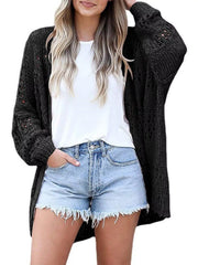 Openwork Open-Front Lightweight Cardigan