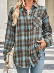 Plaid Button-Up Long-Sleeve Shirt