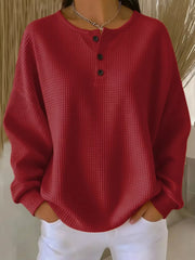 Waffle Knit Half Button Tee - Plus Size
