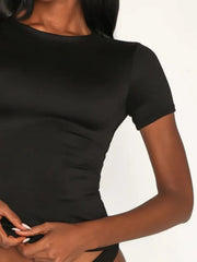 Round-Neck Short-Sleeve Swim Top