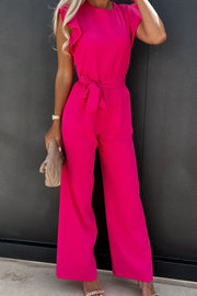 Round-Neck Cap Sleeve Jumpsuit