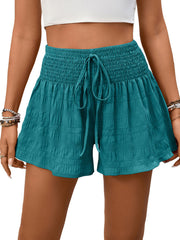 Drawstring Smocked Waist Shorts