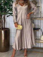 V-Neck Long-Sleeve Midi Dress - Plus Size