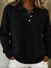 Button Detail Drop-Shoulder Sweater - Plus Size