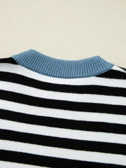 Striped Panels Colorblock Sleeve Sweater