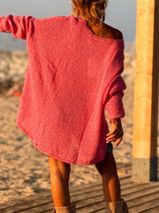 Heart V-Neck Drop-Shoulder Sweater