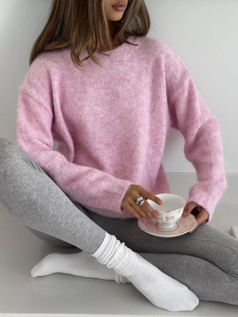 Round-Neck Drop-Shoulder Sweater