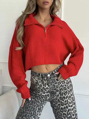 Half Zip Drop-Shoulder Sweater