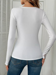 Lace Trim Long-Sleeve Top