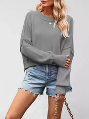 Round-Neck Drop-Shoulder Sweater