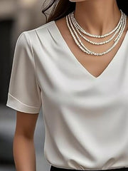 V-Neck Short-Sleeve Ruched Top