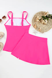 Square-Neck Top and Skirt Swim Set