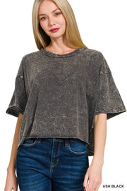Zenana Acid Crinkle-Washed Oversized Tee
