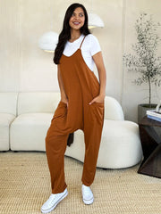Sleeveless V-Neck Pocketed Jumpsuit - Plus Size