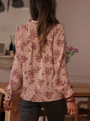 Frill Plaid Button-Up Shirt