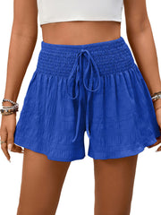 Drawstring Smocked Waist Shorts