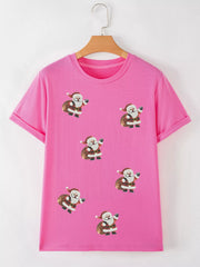 Santa Claus Deliver Gifts Sequin Short-Sleeve Tee