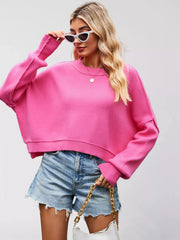 Round-Neck Drop-Shoulder Sweater