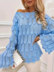 Textured Knit Bell Sleeve Knit Top