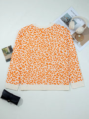 Leopard Drop-Shoulder Chunky Knitted Cardigan