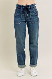 Judy Blue HW Vintage Wash Jeans W/ Drawstring - Plus Size