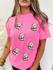 Santa Claus Deliver Gifts Sequin Short-Sleeve Tee
