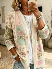 Full Size Floral V-Neck Button-Down Cardigan Plus Size