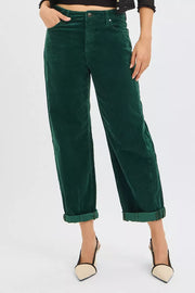 RISEN High-Rise Crop Barrel Cordurory Pants