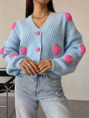 Strawberry Button-Down Cardigan