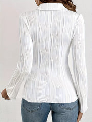 Textured Wavy Pattern Long-Sleeve Shirt