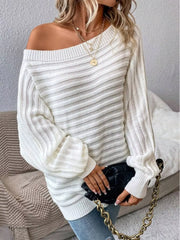 One-Shoulder Rib-Knit Sweater