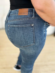 Judy Blue Mid Waist Distressed Slim Jeans - Plus Size