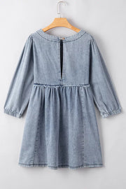 Vintage Wash Denim Dress Pocketed