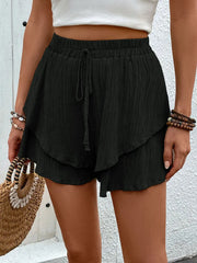 Tied Layered High-Waist Shorts