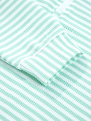 Stripe Quarter Zip Collar Long-Sleeve Top