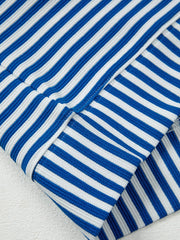 Stripe Quarter Zip Collar Long-Sleeve Top