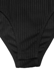 Leopard Trim Rib-Knit Bodysuit
