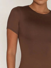 Round-Neck Short-Sleeve Swim Top
