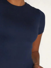 Round-Neck Short-Sleeve Swim Top