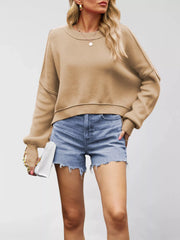 Round-Neck Drop-Shoulder Sweater