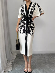 Button-Front Half-Sleeve Dress