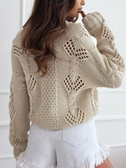 Openwork Button-Up V-Neck Cardigan
