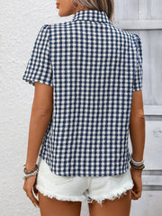 Plaid Button-Up Short-Sleeve Shirt