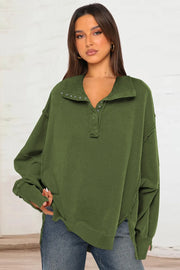Exposed Seam Side Slit Long-Sleeve Sweatshirt