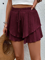 Tied Layered High-Waist Shorts