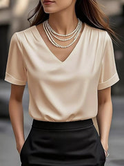 V-Neck Short-Sleeve Ruched Top