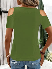 Cold-Shoulder Tee with Metal Ring Detail